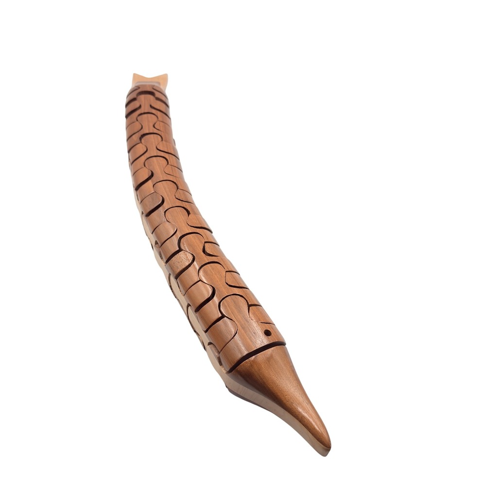 Handmade Wooden Articulated Fish 3D Puzzle Brown Multi Tone Wood Coastal Decor